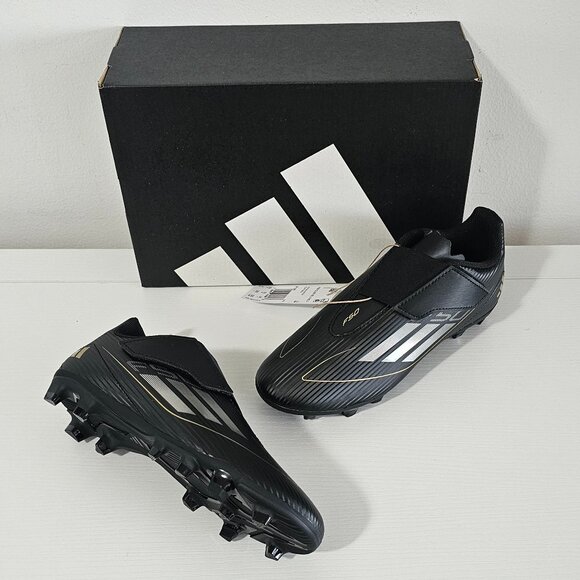 Adidas F50 Club Vel FxG Junior Soccer Cleats / Black - Iron Metallic / Size 4